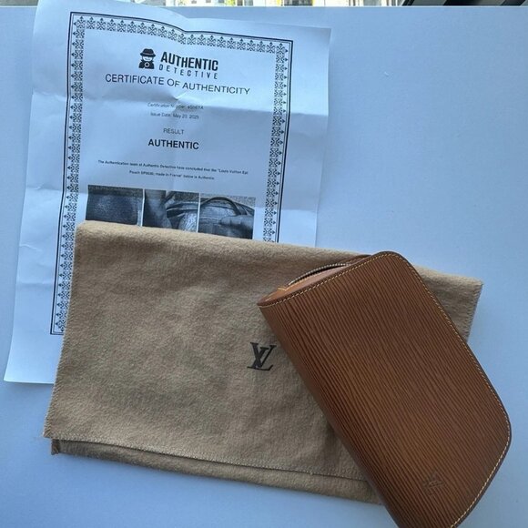 LOUIS VUITTON Pouch Camel Epi Leather Dauphine Cosmetic Bags. Auth - Picture 1 of 11